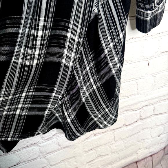 Lou Grey x Loft Collaboration Wms S Black White Plaid Button Up Shirt Dress Fall - Picture 8 of 10